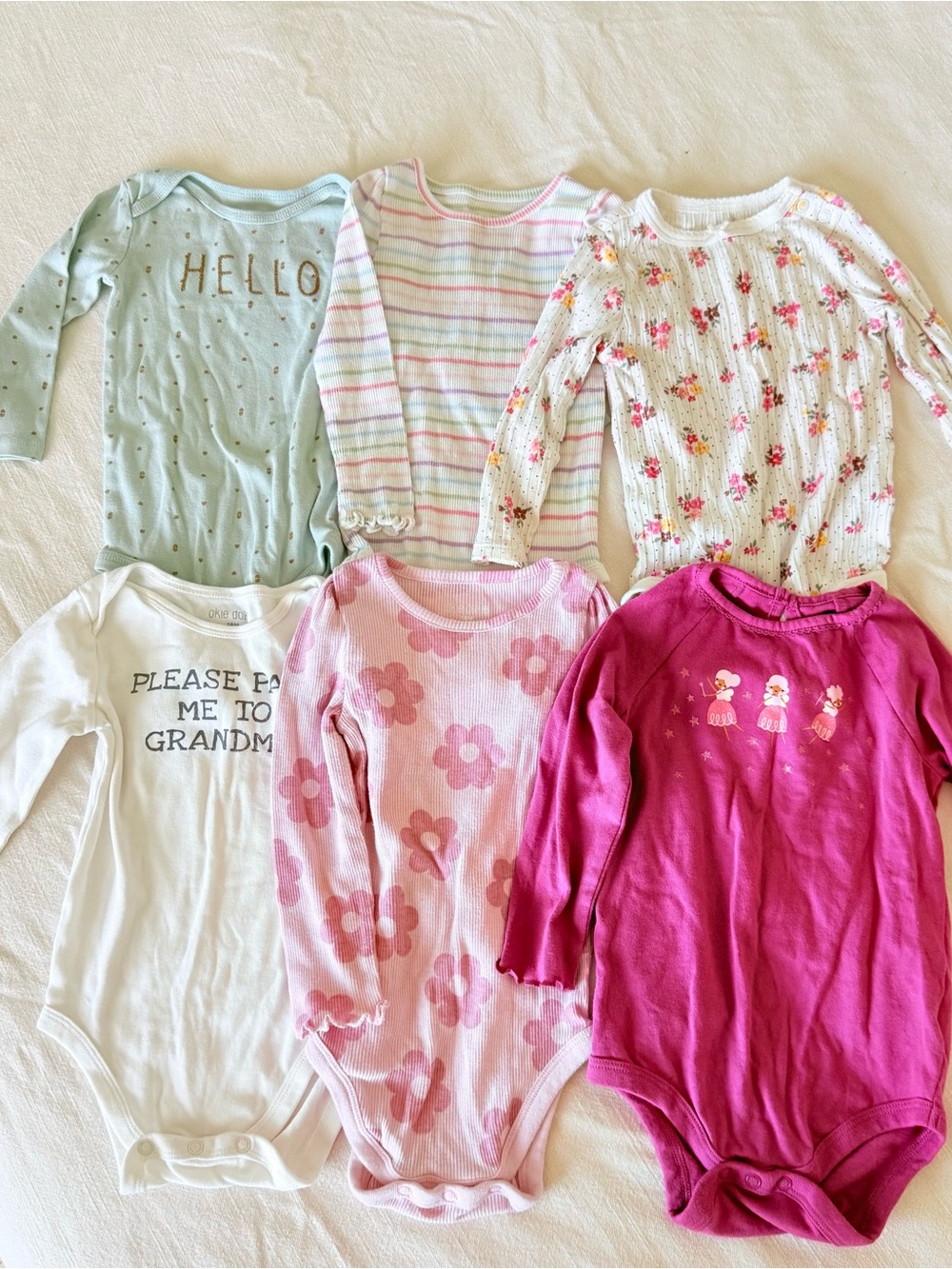Long sleeve baby girl onesie set of 6